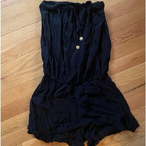 Black strapless romper